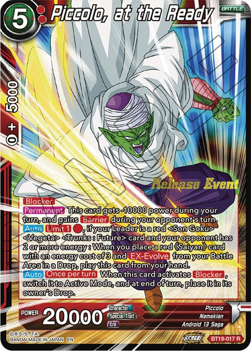 Piccolo, at the Ready (Fighter's Ambition Holiday Pack) (BT19-017) [Tournament Promotion Cards] | Black Swamp Games