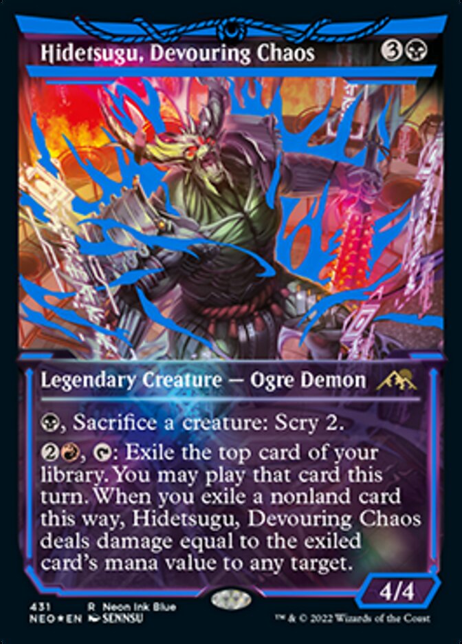 Hidetsugu, Devouring Chaos (Neon Ink Blue) [Kamigawa: Neon Dynasty] | Black Swamp Games