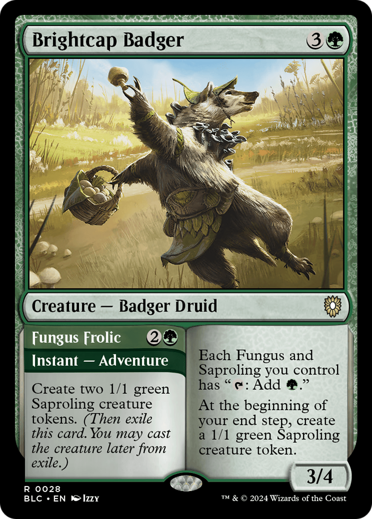 Brightcap Badger // Fungus Frolic [Bloomburrow Commander] | Black Swamp Games