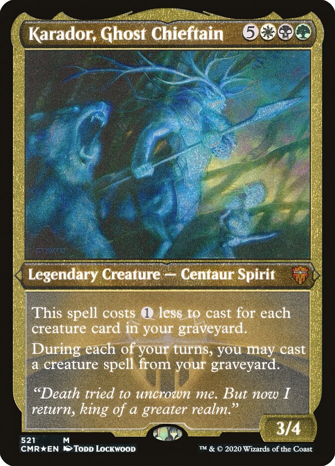 Karador, Ghost Chieftain (Etched) [Commander Legends] | Black Swamp Games