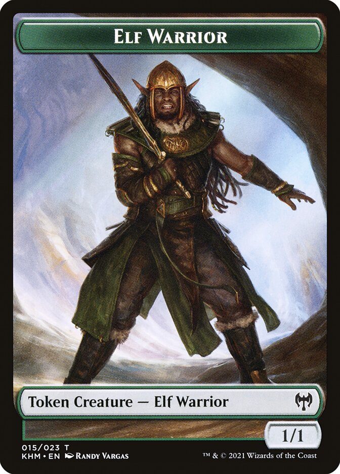 Elemental // Elf Warrior Double-Sided Token [Kaldheim Commander Tokens] | Black Swamp Games