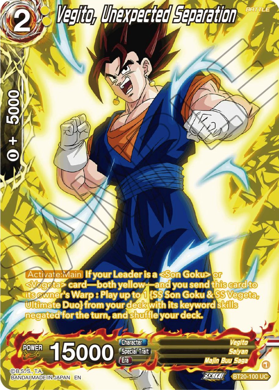 Vegito, Unexpected Separation (Silver Foil) (BT20-100) [Power Absorbed] | Black Swamp Games