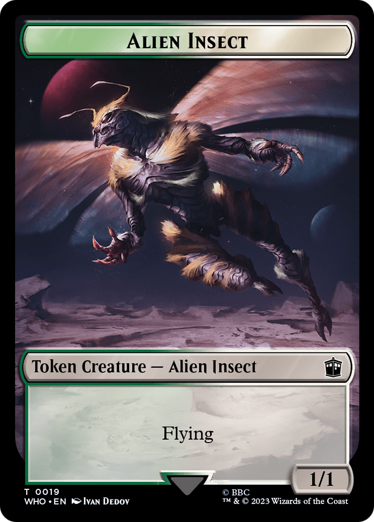 Alien Salamander // Alien Insect Double-Sided Token [Doctor Who Tokens] | Black Swamp Games