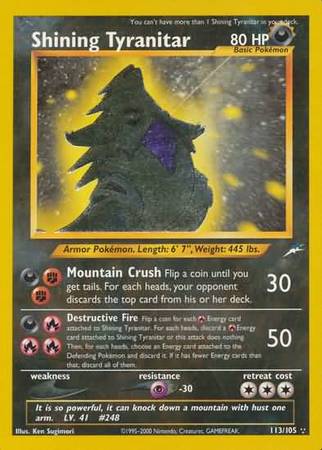 Shining Tyranitar (113/105) [Neo Destiny Unlimited] | Black Swamp Games