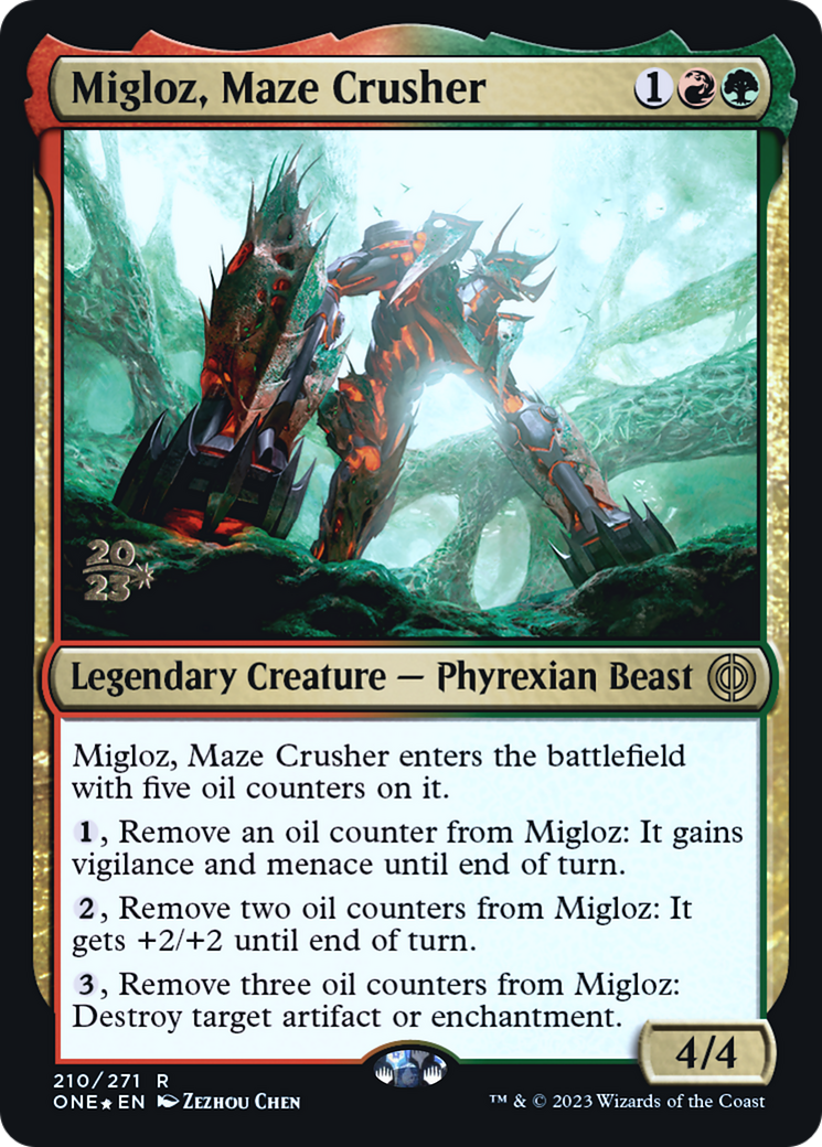 Migloz, Maze Crusher [Phyrexia: All Will Be One Prerelease Promos] | Black Swamp Games