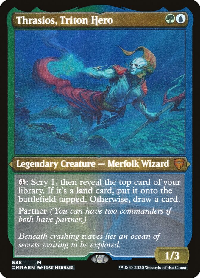 Thrasios, Triton Hero (Etched) [Commander Legends] | Black Swamp Games