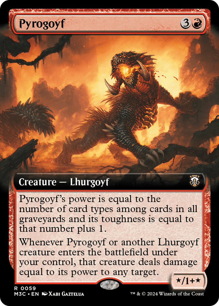 Pyrogoyf (Extended Art) (Ripple Foil) [Modern Horizons 3 Commander] | Black Swamp Games