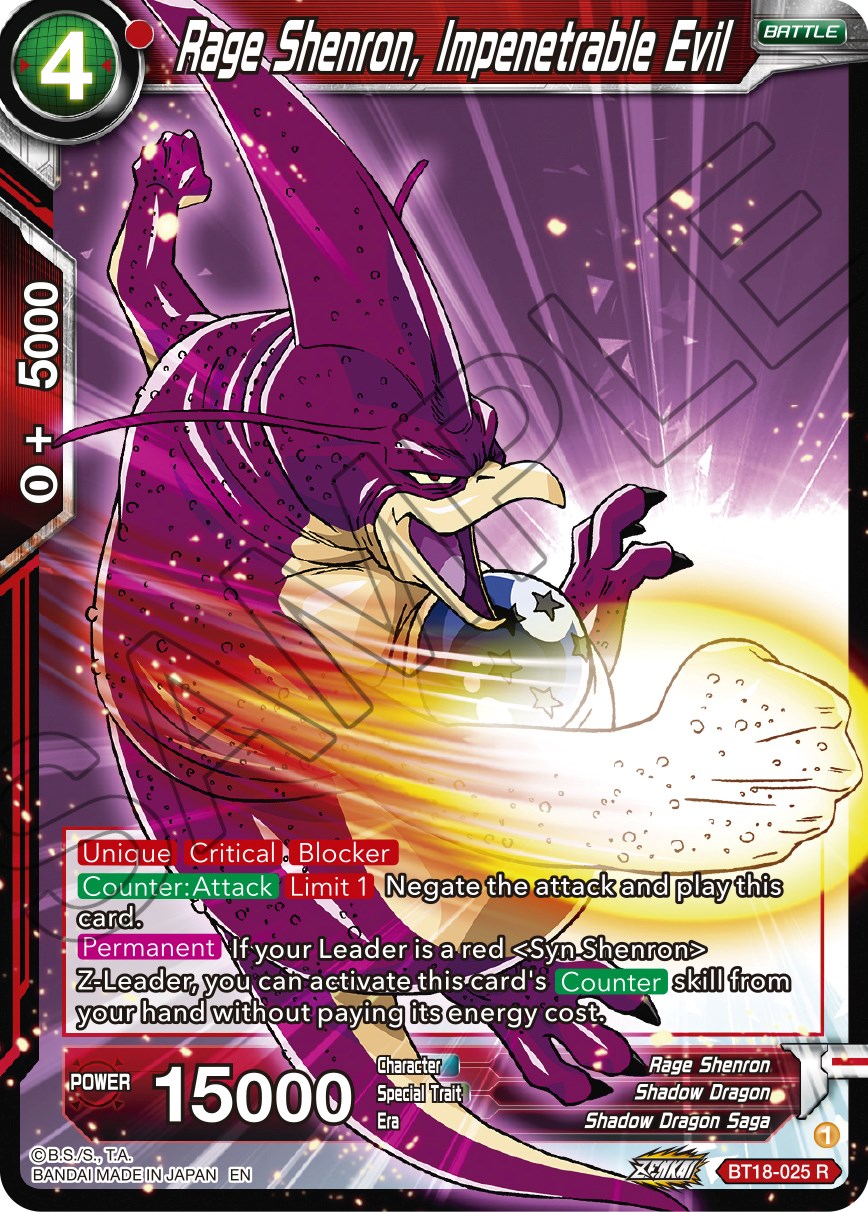 Rage Shenron, Impenetrable Evil (BT18-025) [Dawn of the Z-Legends] | Black Swamp Games