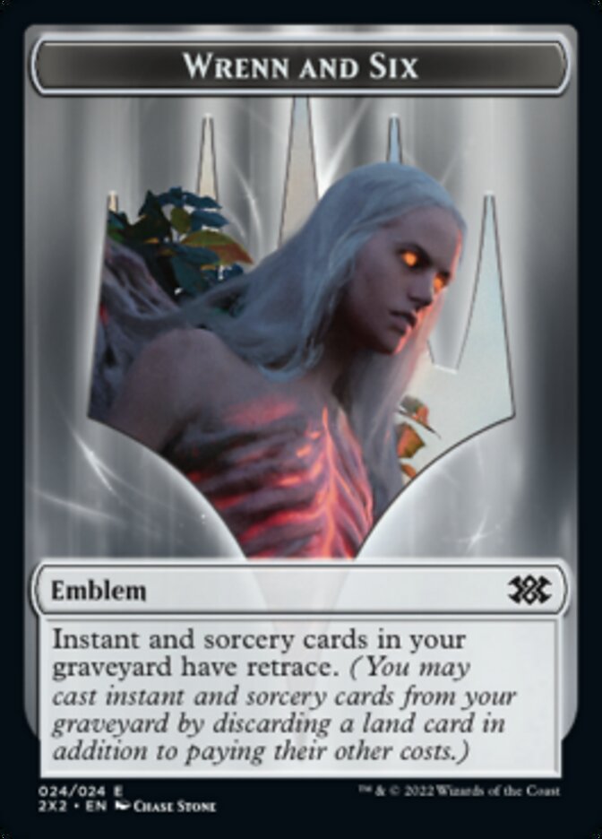 Wrenn and Six Emblem // Spirit (008) Double-Sided Token [Double Masters 2022 Tokens] | Black Swamp Games