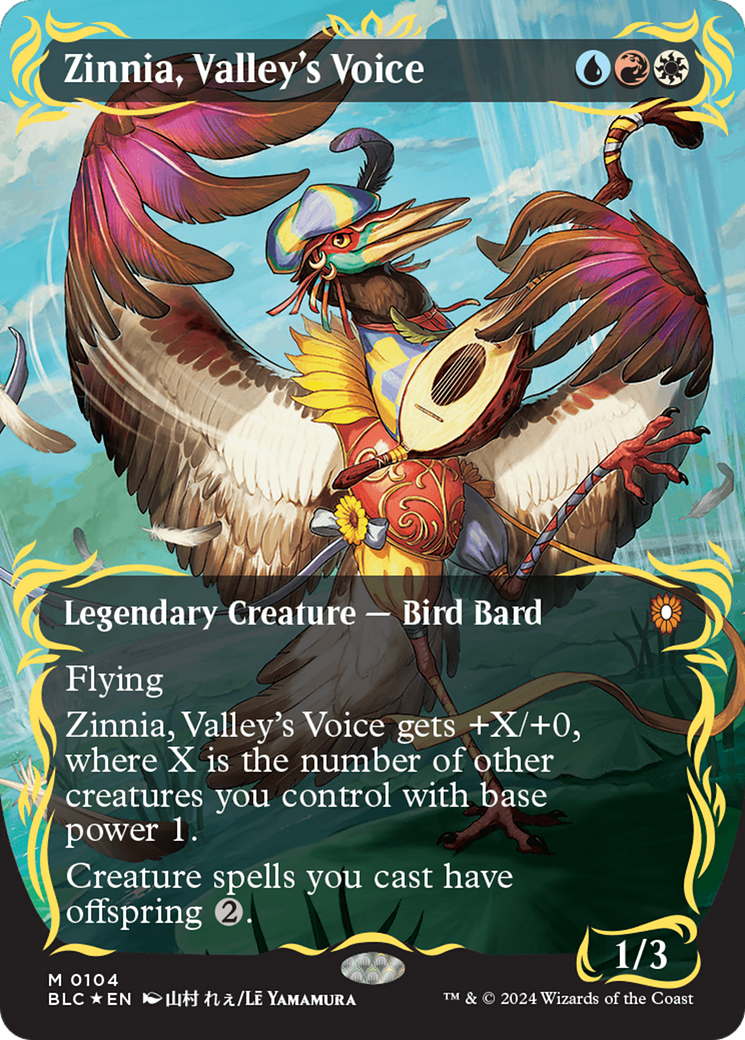 Zinnia, Valley's Voice (Borderless) (Raised Foil) [Bloomburrow Commander] | Black Swamp Games