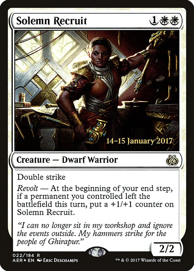 Solemn Recruit [Aether Revolt Prerelease Promos] | Black Swamp Games