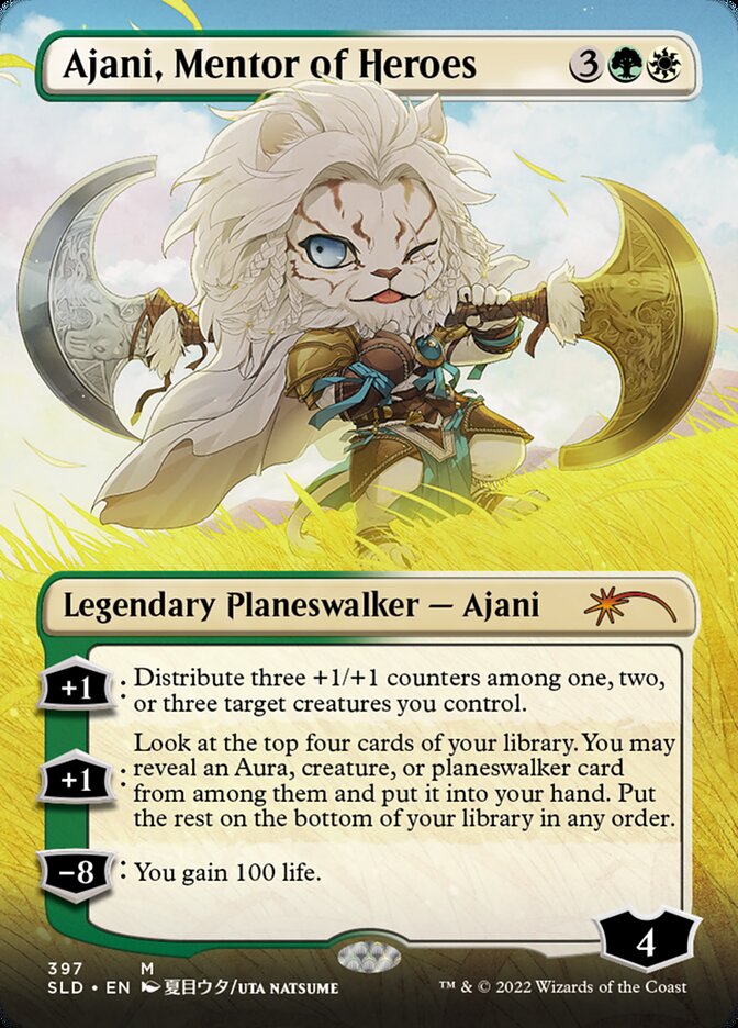 Ajani, Mentor of Heroes (Borderless) [Secret Lair Drop Series] | Black Swamp Games