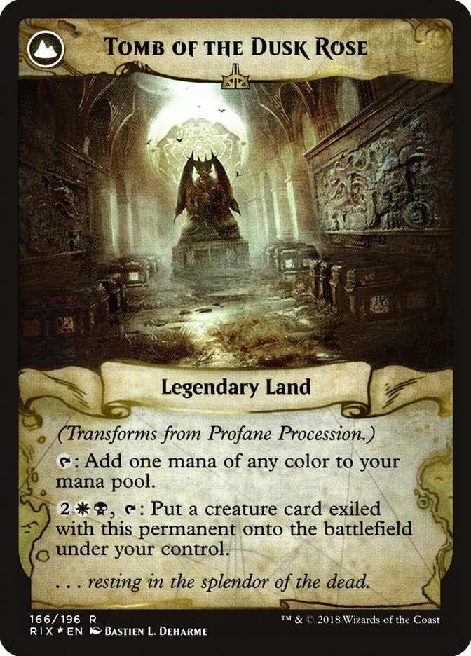 Profane Procession // Tomb of the Dusk Rose [Rivals of Ixalan Prerelease Promos] | Black Swamp Games