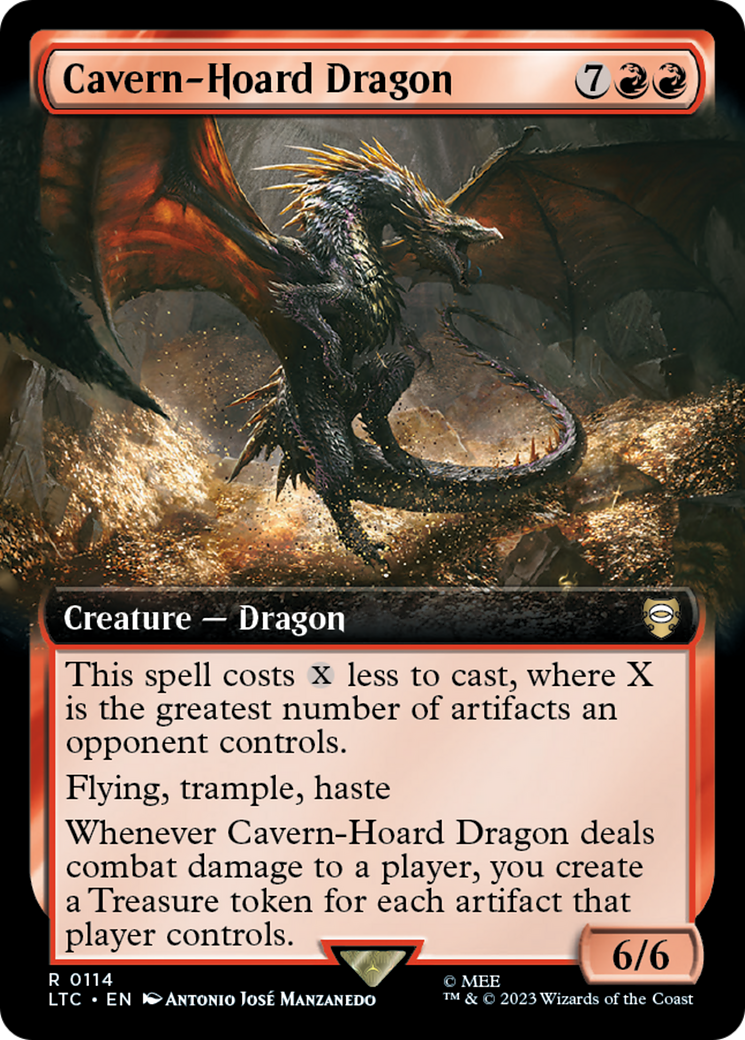 Cavern-Hoard Dragon (Extended Art) [The Lord of the Rings: Tales of Middle-Earth Commander] | Black Swamp Games