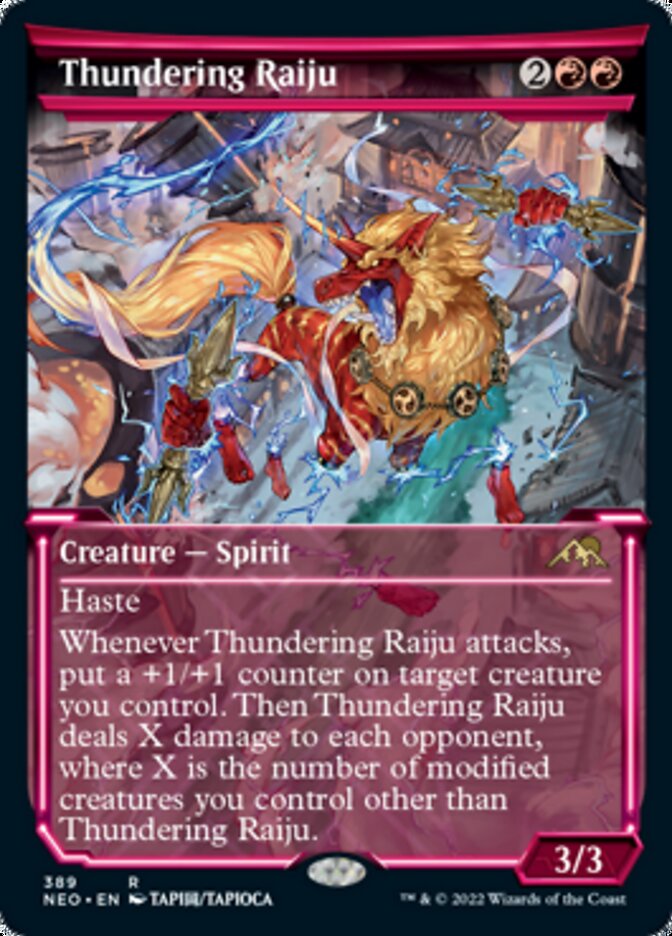 Thundering Raiju (Showcase Soft Glow) [Kamigawa: Neon Dynasty] | Black Swamp Games