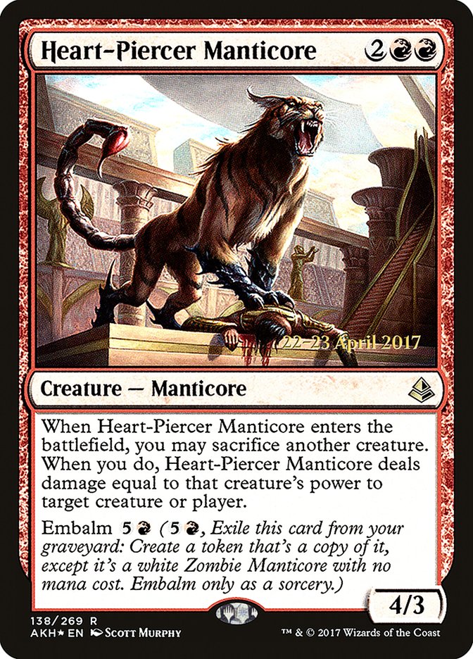 Heart-Piercer Manticore [Amonkhet Prerelease Promos] | Black Swamp Games