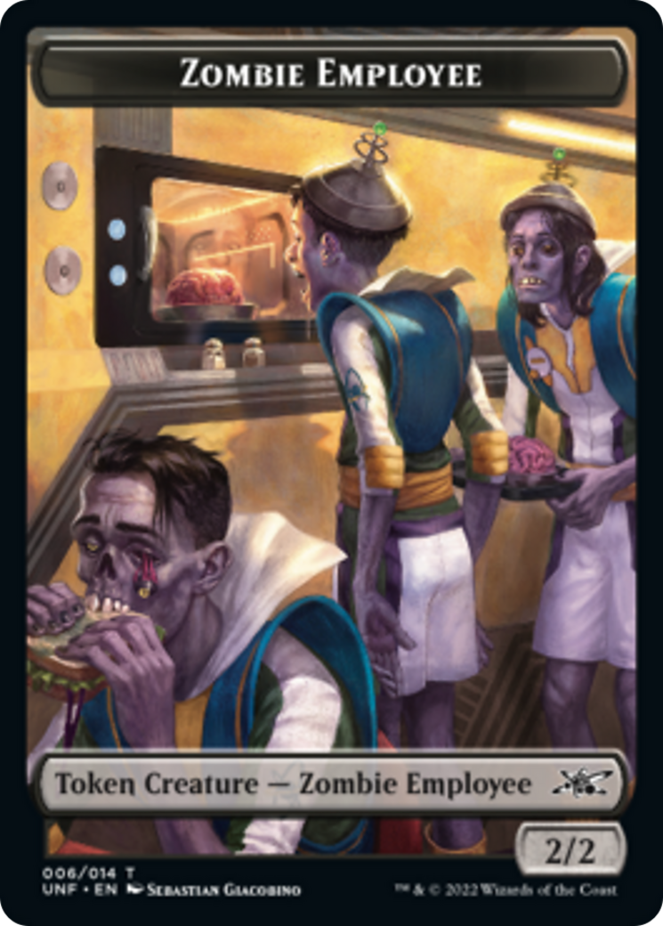 Zombie Employee // Treasure (013) Double-Sided Token [Unfinity Tokens] | Black Swamp Games