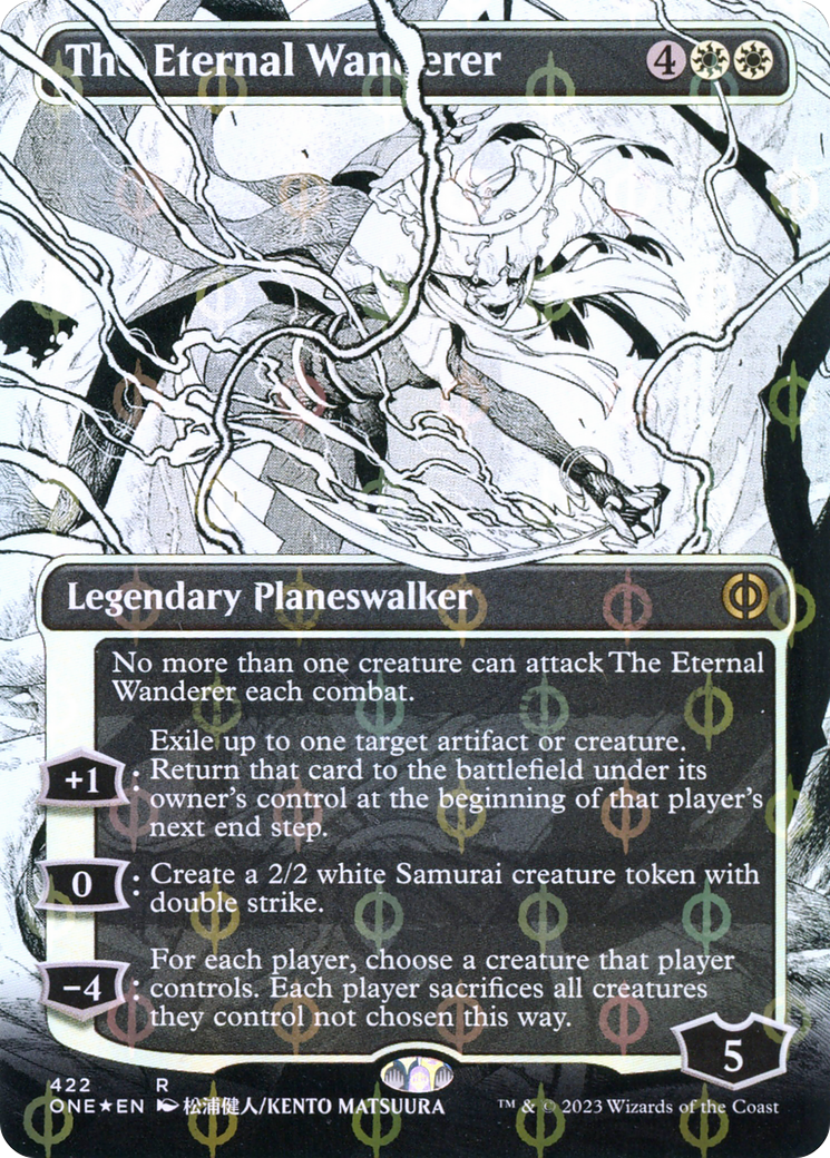 The Eternal Wanderer (Borderless Manga Step-and-Compleat Foil) [Phyrexia: All Will Be One] | Black Swamp Games