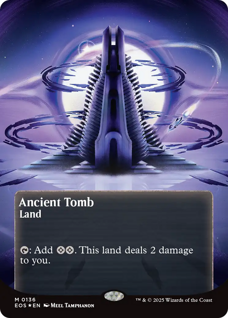 Ancient Tomb (0136) (Borderless) (Galaxy Foil) [Edge of Eternities: Stellar Sights] | Black Swamp Games
