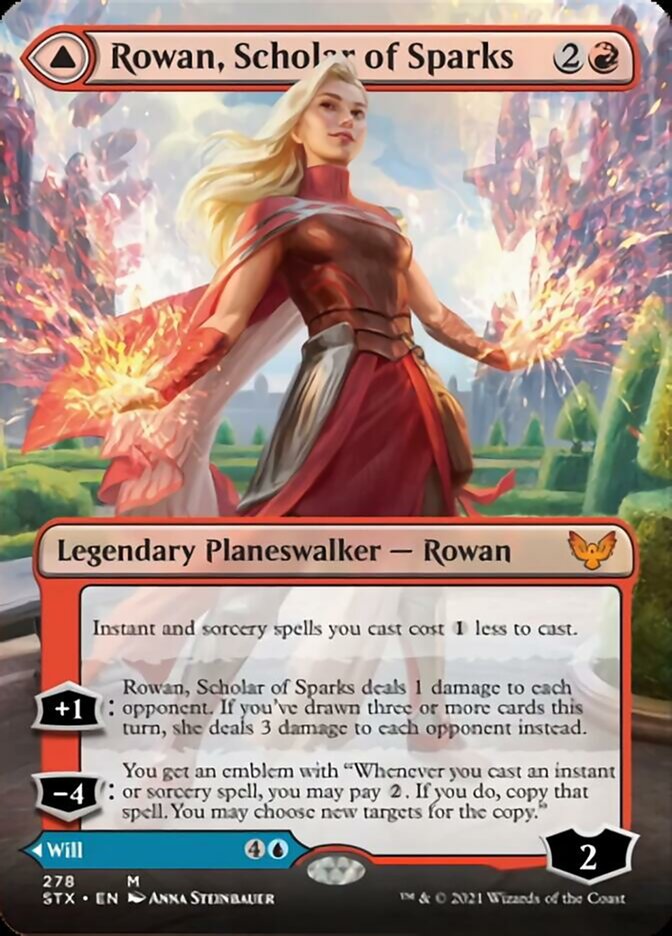 Rowan, Scholar of Sparks // Will, Scholar of Frost (Borderless) [Strixhaven: School of Mages] | Black Swamp Games