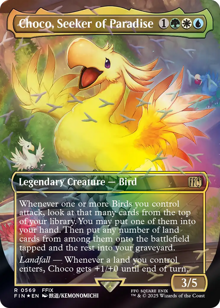 Choco, Seeker of Paradise (Borderless) (Chocobo Track Foil) [FINAL FANTASY] | Black Swamp Games