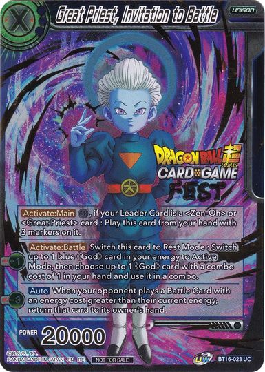 Great Priest, Invitation to Battle (Card Game Fest 2022) (BT16-023) [Tournament Promotion Cards] | Black Swamp Games