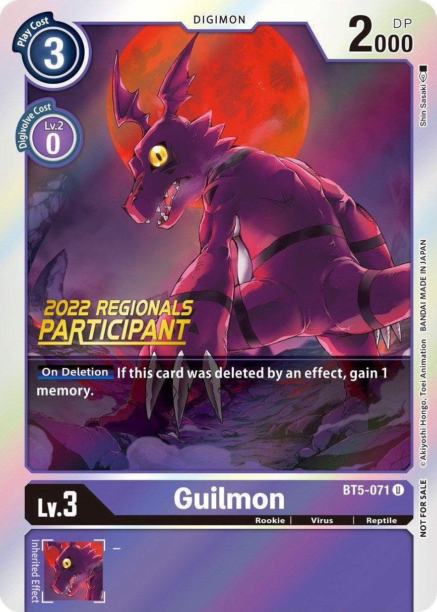 Guilmon [BT5-071] (2022 Championship Offline Regional) (Online Participant) [Battle of Omni Promos] | Black Swamp Games