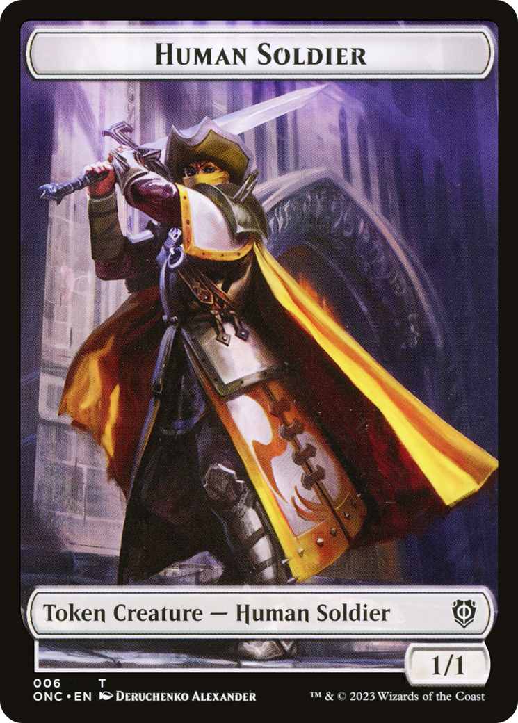 Human Soldier // Elephant Double-Sided Token [Phyrexia: All Will Be One Commander Tokens] | Black Swamp Games