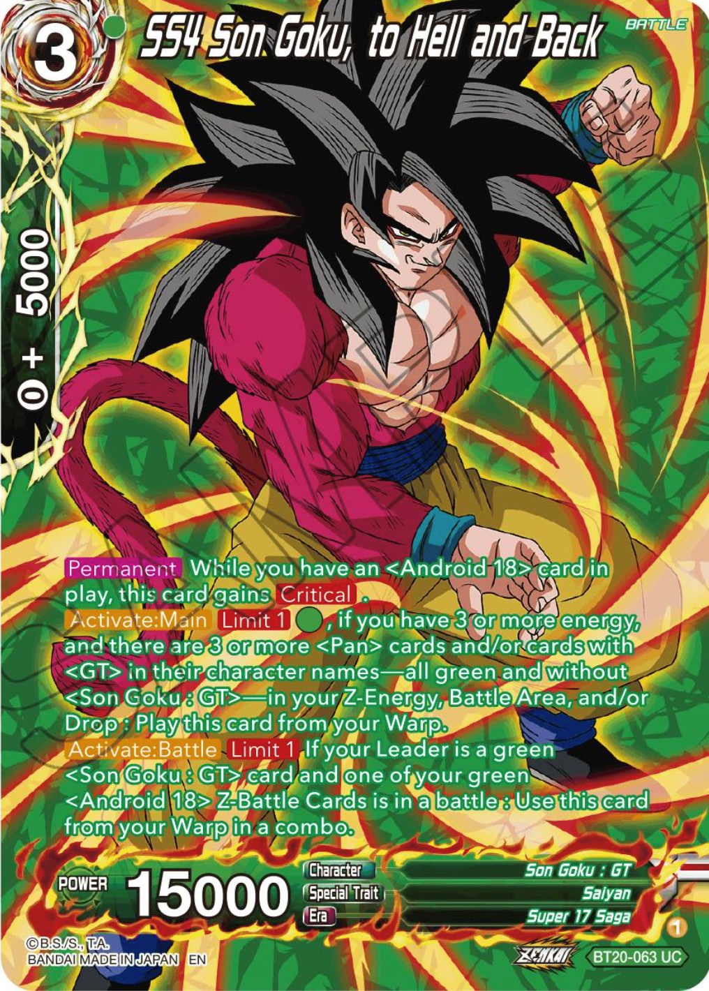 SS4 Son Goku, to Hell and Back (Silver Foil) (BT20-063) [Power Absorbed] | Black Swamp Games