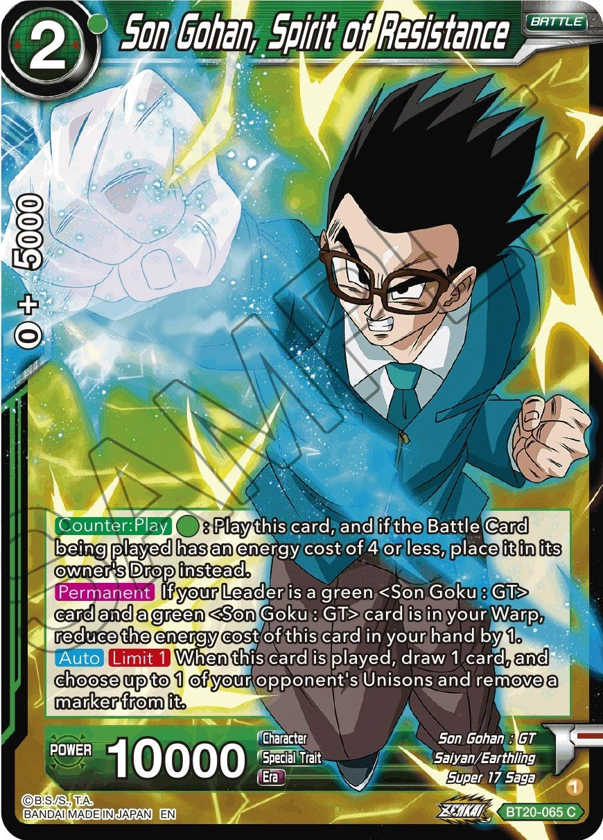 Son Gohan, Spirit of Resistance (BT20-065) [Power Absorbed] | Black Swamp Games