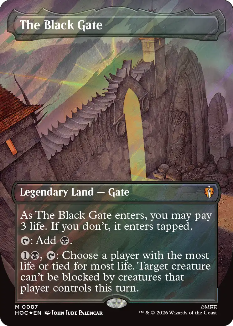The Black Gate (Borderless) (Surge Foil) [The Hobbit: Eternal-Legal] | Black Swamp Games