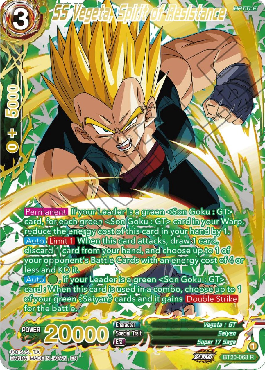 SS Vegeta, Spirit of Resistance (Gold-Stamped) (BT20-068) [Power Absorbed] | Black Swamp Games