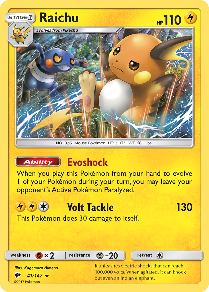 Raichu (41/147) [Sun & Moon: Burning Shadows] | Black Swamp Games