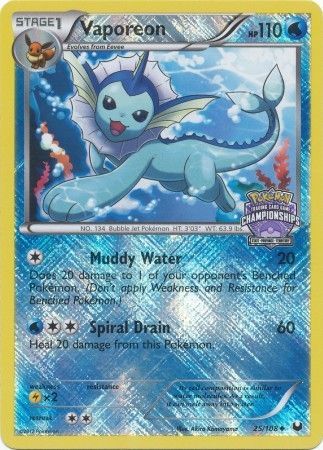 Vaporeon (25/108) (State Province Championship 2013 Promo) [Black & White: Dark Explorers] | Black Swamp Games