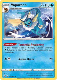 Vaporeon (030/185) [Sword & Shield: Vivid Voltage] | Black Swamp Games