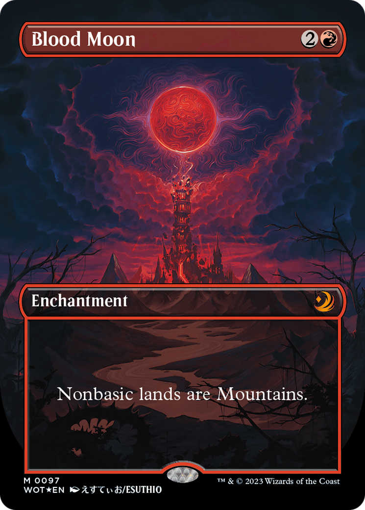 Blood Moon (Anime Borderless) (Confetti Foil) [Wilds of Eldraine: Enchanting Tales] | Black Swamp Games