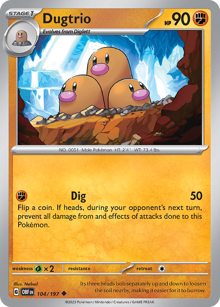 Dugtrio (104/197) [Scarlet & Violet: Obsidian Flames] | Black Swamp Games