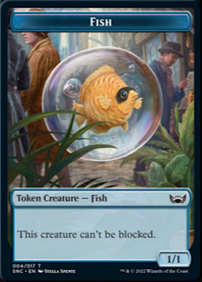 Fish // Rhino Warrior Double-Sided Token [Streets of New Capenna Tokens] | Black Swamp Games