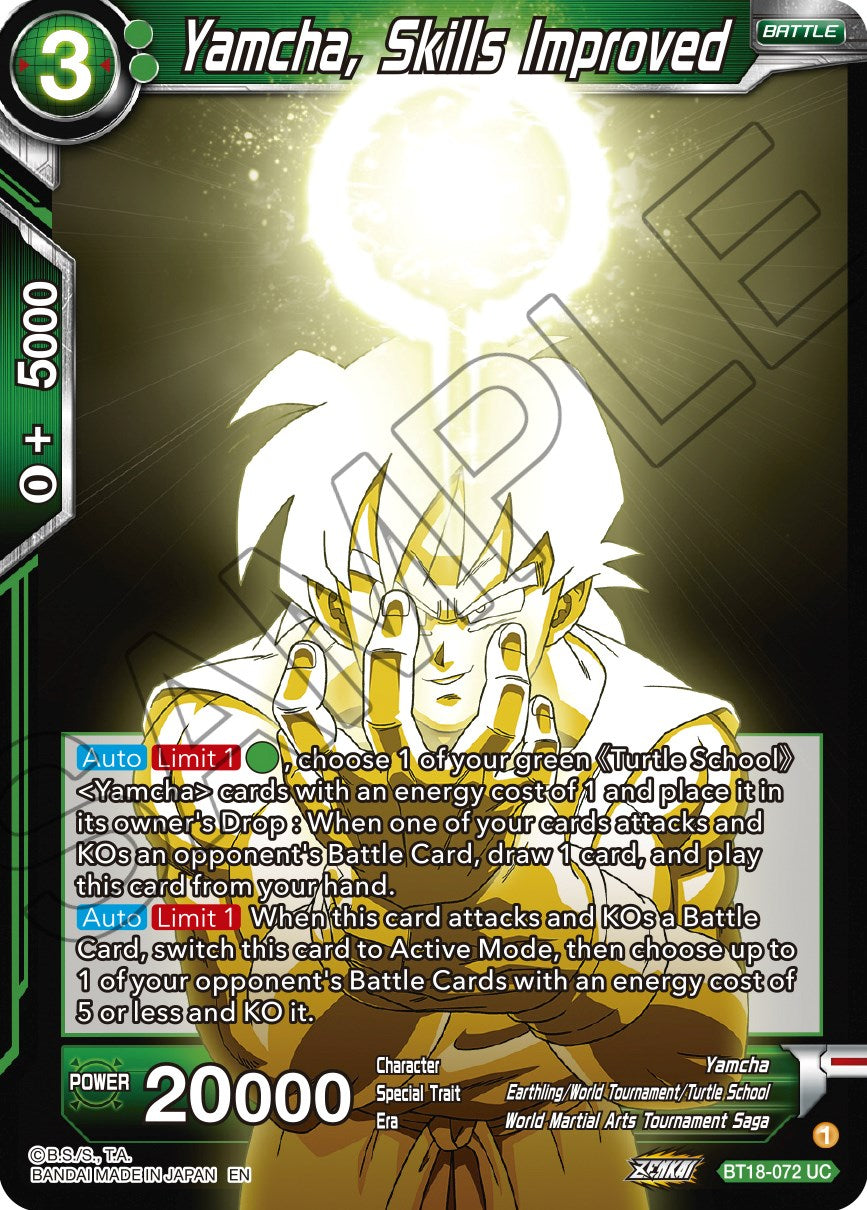 Yamcha, Skills Improved (BT18-072) [Dawn of the Z-Legends] | Black Swamp Games