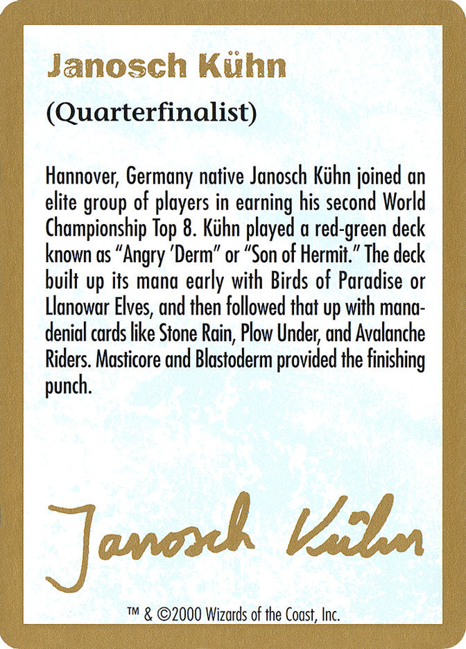Janosch Kuhn Bio (2000) [World Championship Decks 2000] | Black Swamp Games
