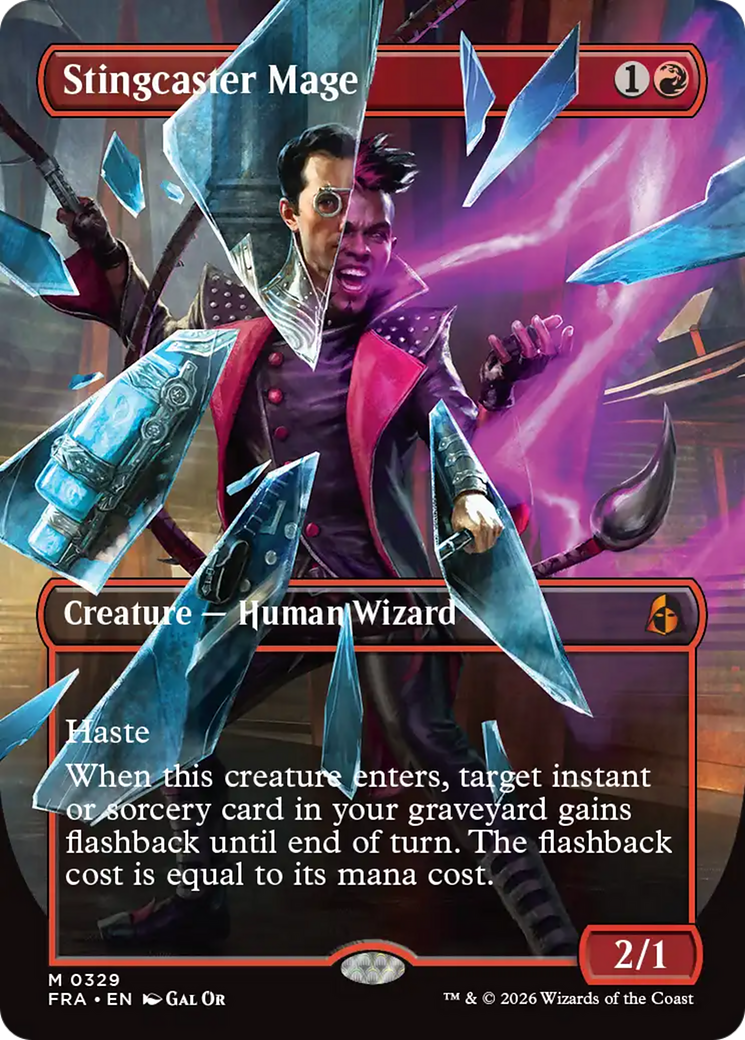 Stingcaster Mage (Borderless) (Facet Foil) [Reality Fracture] | Black Swamp Games