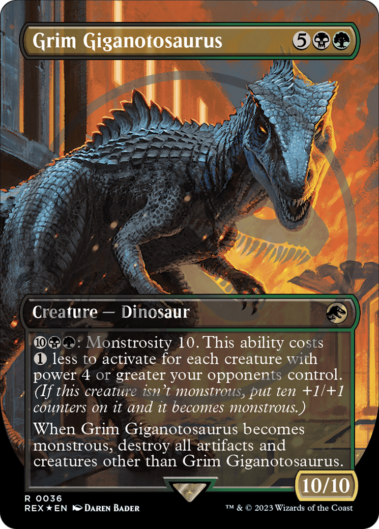 Grim Giganotosaurus (Emblem) (Borderless) [Jurassic World Collection Tokens] | Black Swamp Games
