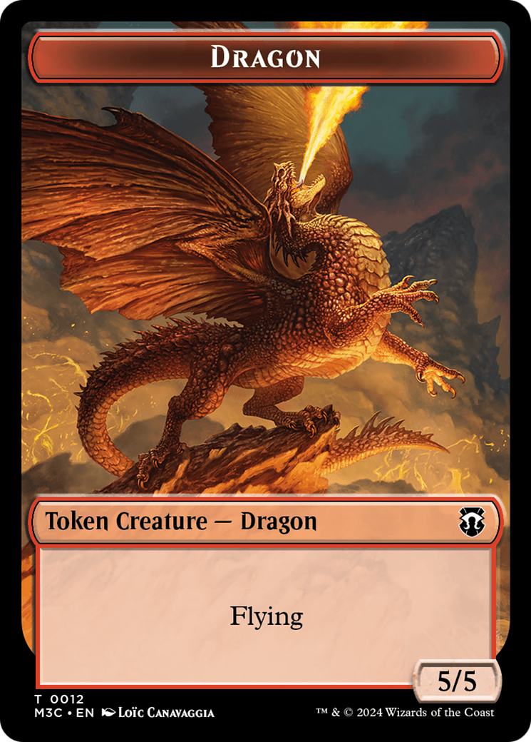 Dragon (Ripple Foil) // Copy Double-Sided Token [Modern Horizons 3 Commander Tokens] | Black Swamp Games