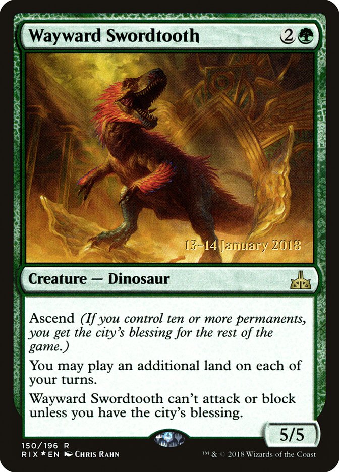 Wayward Swordtooth [Rivals of Ixalan Prerelease Promos] | Black Swamp Games