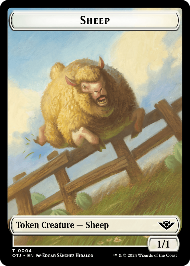 Mercenary // Sheep Double-Sided Token [Outlaws of Thunder Junction Tokens] | Black Swamp Games