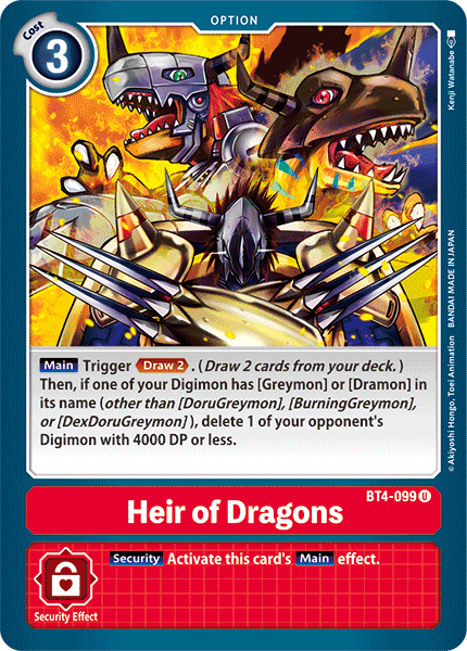 Heir of Dragons [BT4-099] [Great Legend] | Black Swamp Games