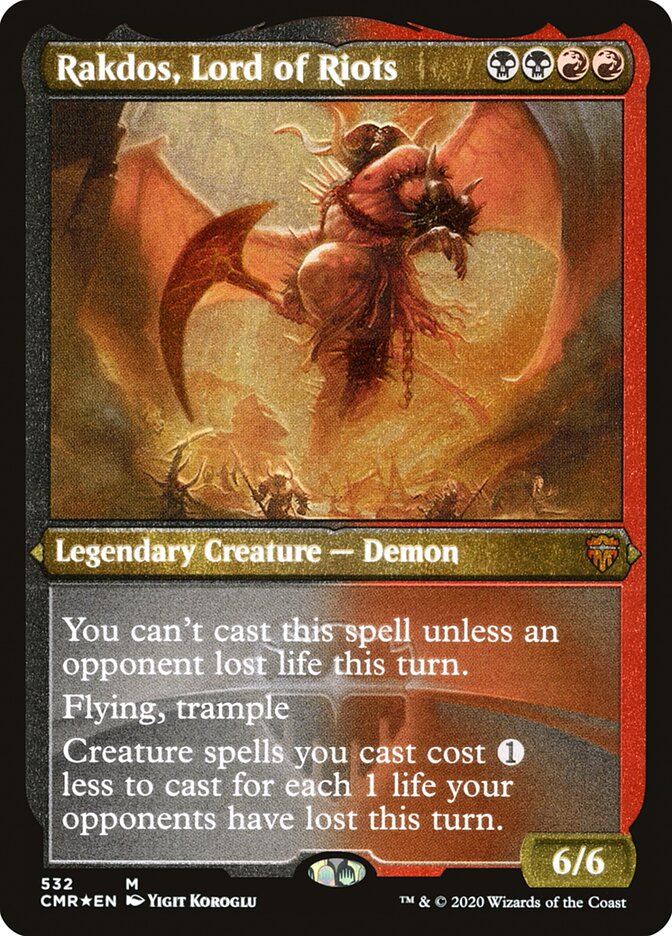 Rakdos, Lord of Riots (Etched) [Commander Legends] | Black Swamp Games