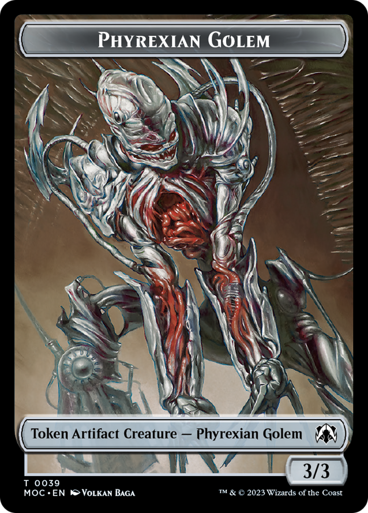 Phyrexian Golem // Construct Double-Sided Token [March of the Machine Commander Tokens] | Black Swamp Games