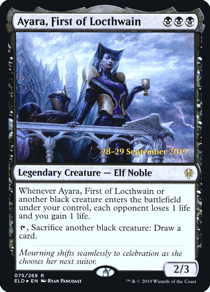 Ayara, First of Locthwain [Throne of Eldraine Prerelease Promos] | Black Swamp Games