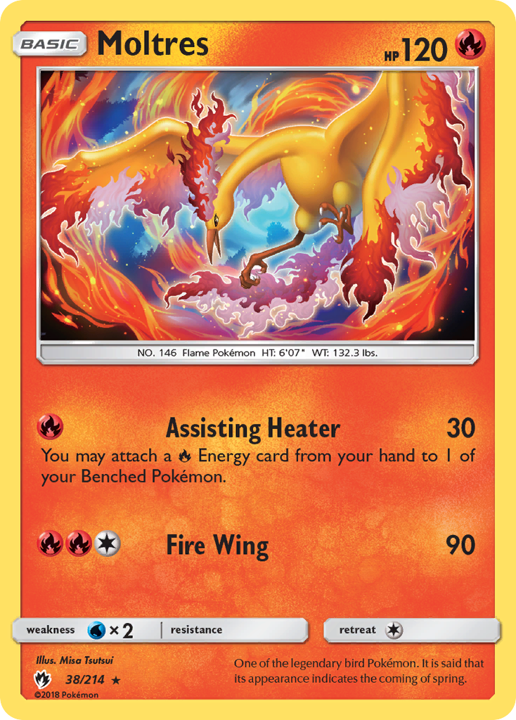 Moltres (38/214) (Reverse Holo) [Sun & Moon: Lost Thunder] | Black Swamp Games